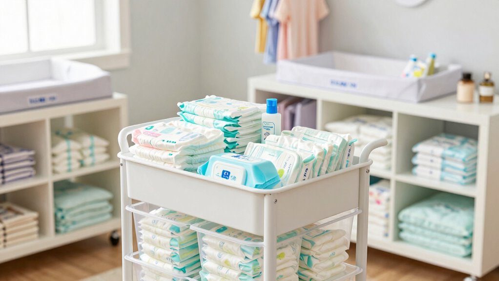 organized diaper changing stations