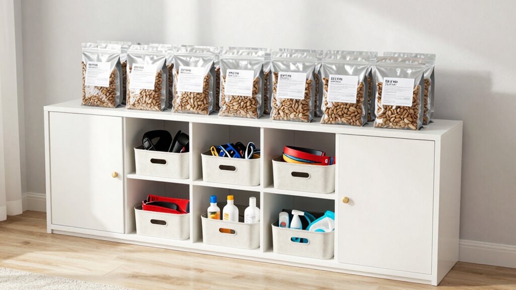 organized pet supply storage
