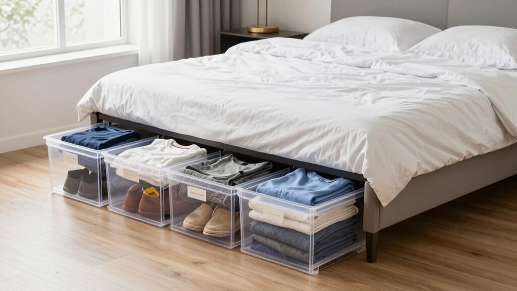 organized seasonal under bed storage