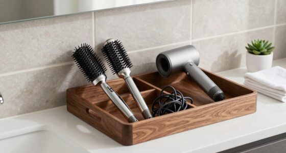 organized shared bathroom storage