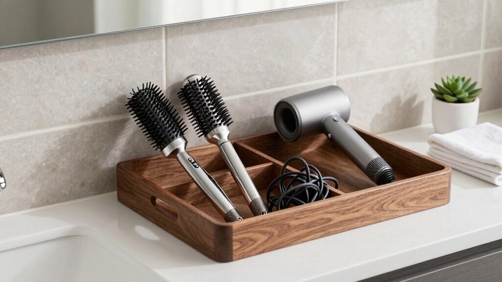 organized shared bathroom storage