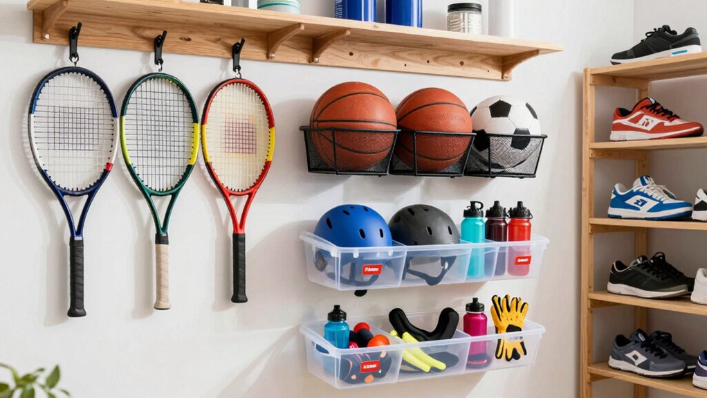 organized sports equipment setup