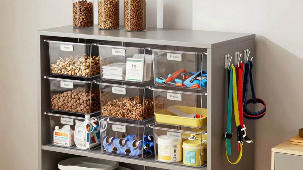 pet supplies organized efficiently