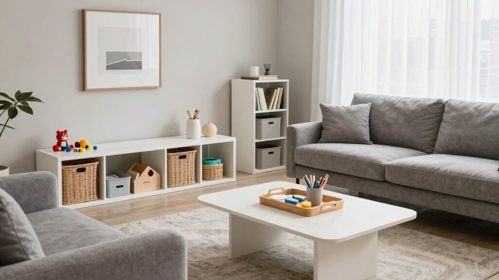 stylish living room storage