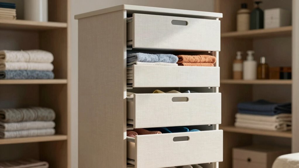 vertical organized linen storage